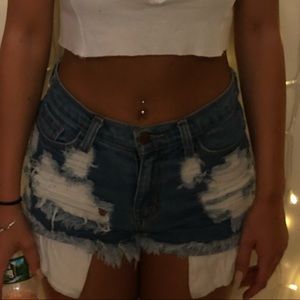 Ripped jean shorts
